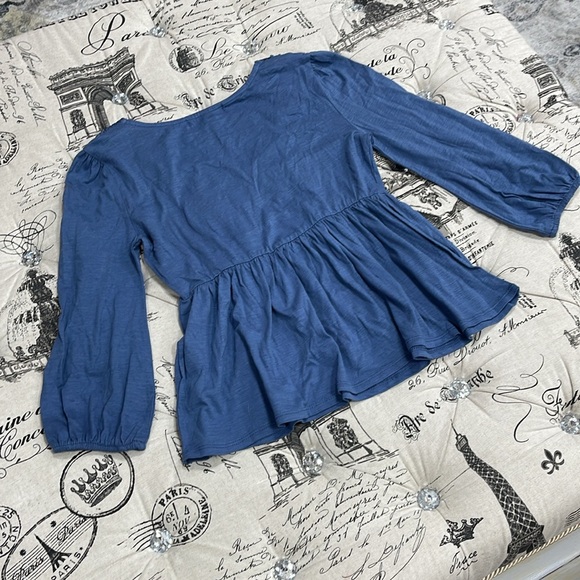 Derek Heart Knit Lace Trim Long Sleeve Peasant Top - Picture 5 of 6